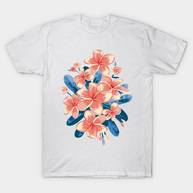 Pink Plumeria. Tropical flowers T-Shirt by lents